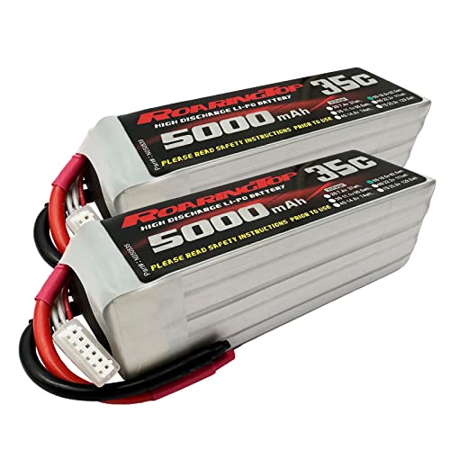 RoaringTop 5000MAh 5S 35C 18,5V RC Lipo Akku Ohne Stecker (Lead-Out-Draht) Für F3A Modellflugzeug (2 Packungen) von RoaringTop