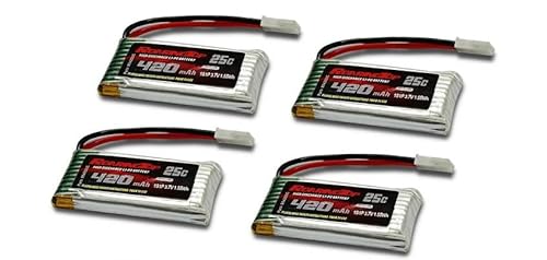 Roaringtop Lipo-Akku 2S 420 mAh 7,4 V mit Molex Plug wiederaufladbar RC Lipo Akku für FCX24 25C und LKW RC Auto im Maßstab 1/24 mit 1 USB-Ladegerät (3 Stück) von RoaringTop