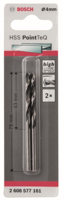 Bosch HSS-Spiralbohrer PointTeQ 4,0x75/43mm 2608577161 Bosch HSS-Spiralbohrer PointTeQ 4,0x75/43mm 2608577161 von Robert Bosch Power Tools GmbH