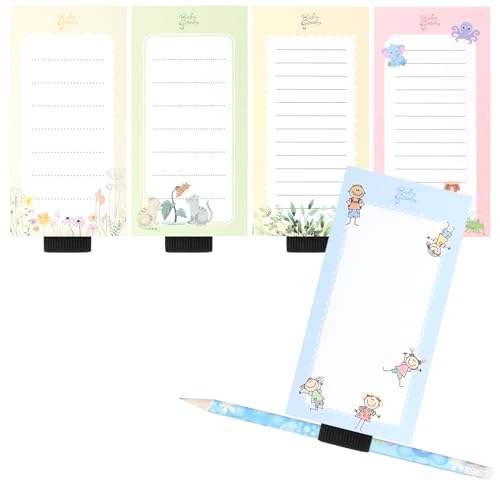 Robin Goods® 5x Magnetische Notizblöcke - selbsthaftende Notizhefte in verschiedenen Designs - Magnet-Heft für den Kühlschrank - Magnet-Block mit Stifthalterung (5 Stück - Notizblock) von Robin Goods