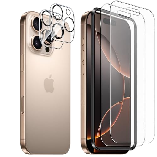 Robofun Matt Schutzfolie für iPhone 16 Pro für Panzerglas mit Ultra-Klar Kameraschutz [2+2 PCS], Blendschutz Panzer Matte Glas Folie, 9H Härte Schutzglas Displayschutz Anti-Fingerabdruck Panzerfolie von Robofun