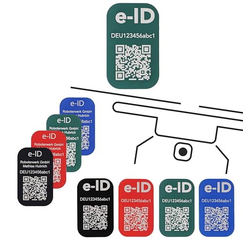 Roboterwerk Drohnen Kennzeichnungsschilder mit Lasergravur | Aluminium | 31x19mm | Grün | QR-Code von Roboterwerk