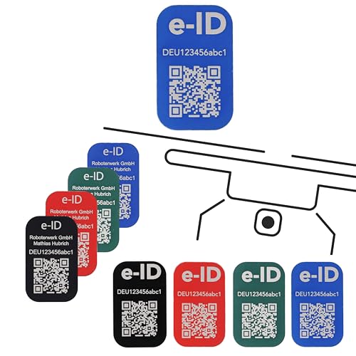 Roboterwerk Drohnen Kennzeichnungsschilder mit Lasergravur | Aluminium | 31x19mm | Blau | QR-Code | e-ID und Registrierungsnummer | Aufkleber Roboterwerk Drohnen Kennzeichnungsschilder mit Lasergravur | Aluminium | 31x19mm | Blau | QR-Code | e-ID und Registrierungsnummer | Aufkleber von Roboterwerk