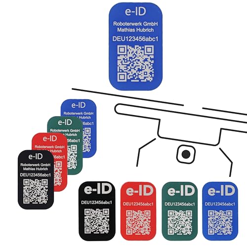 Roboterwerk Drohnen Kennzeichnungsschilder mit Lasergravur | Aluminium | 31x19mm | Blau | QR-Code | e-ID und Registrierungsnummer | Aufkleber Roboterwerk Drohnen Kennzeichnungsschilder mit Lasergravur | Aluminium | 31x19mm | Blau | QR-Code | e-ID und Registrierungsnummer | Aufkleber von Roboterwerk