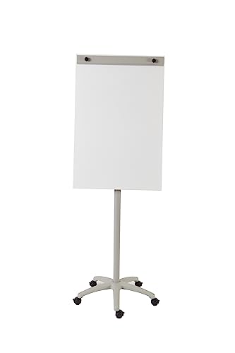 Rocada, Flipchart Whiteboard, mit Rollen, 67x62x181cm, Ökonomisches Whiteboard mit Papierhalterung und Sternfuß, trocken abwischbar, Weiß von Rocada