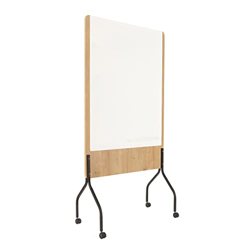 Rocada Mobiles Whiteboard mit Rollen, Holzrahem und schwarze Füsse, Tafel auf swei seiten, 100x192x46 cm - Weiß von Rocada