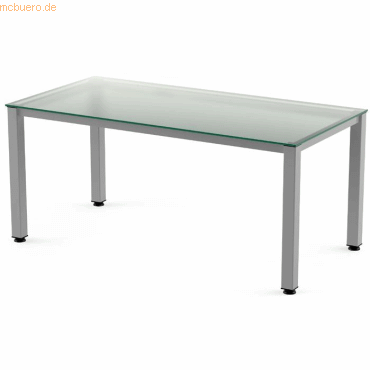 Rocada Schreibtisch Executive BxTxH 120x80x73cm Gestell grau Platte Gl von Rocada