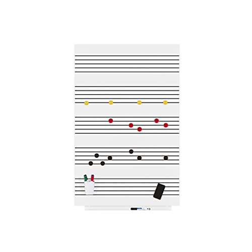 Rocada Visualline Skin Magnetic Dry Erase Board with Music Staff Lines, 29.5 x 45.3 Inches, White and Black (6420RM) von Rocada