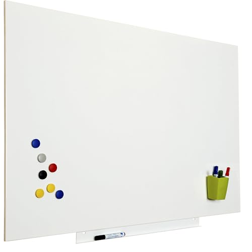 Rocada | Whiteboard Rahmenlos |Als Projektionsfläche |Trocken Abwischbar und mit Stiftablage für Marker | Whiteboard Magnetisch |150x100 cm [Matt Weiß] von Rocada