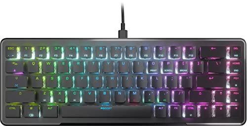 ROCCAT Vulcan II Mini – 65% optische PC-Gaming-Tastatur mit anpassbarer RGB-Beleuchtung, abnehmbares Kabel, Tasten-Duplikator, Aluminiumplatte, 100 m Tastenanschlag Haltbarkeit – Schwarz von Roccat