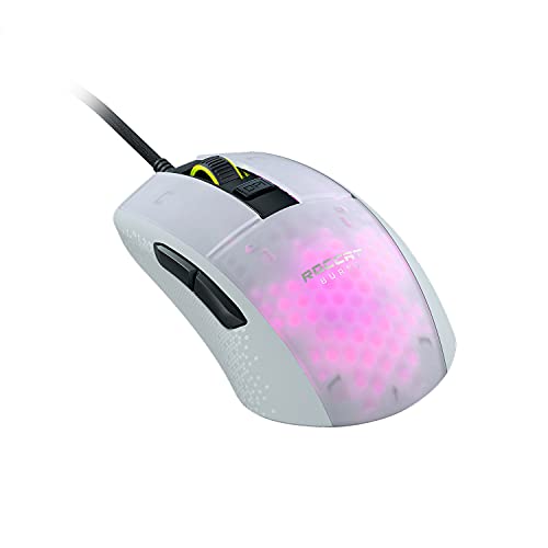 Roccat Burst Pro - Extrem leichte Optical Gaming Maus (hohe Präzision, Optischer Owl-Eye Sensor (100 bis 16.000 Dpi), RGB AIMO LED Beleuchtung, 68g leicht, Designt in Deutschland), weiß von Roccat