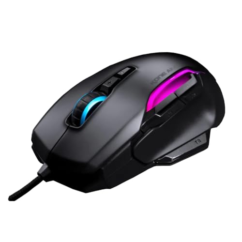 Roccat Kone AIMO Gaming Maus (hohe Präzision, Optischer Owl-Eye Sensor (100 bis 16.000 Dpi), RGB AIMO LED Beleuchtung, 23 programmierbare Tasten, Designt in Deutschland, USB), schwarz(remastered) von Roccat