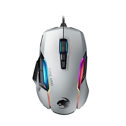 Roccat Kone AIMO Gaming Maus (hohe Präzision, Optischer Owl-Eye Sensor (100 bis 16.000 Dpi), RGB AIMO LED Beleuchtung, 23 programmierbare Tasten, Designt in Deutschland, USB), weiß(remastered) von Roccat