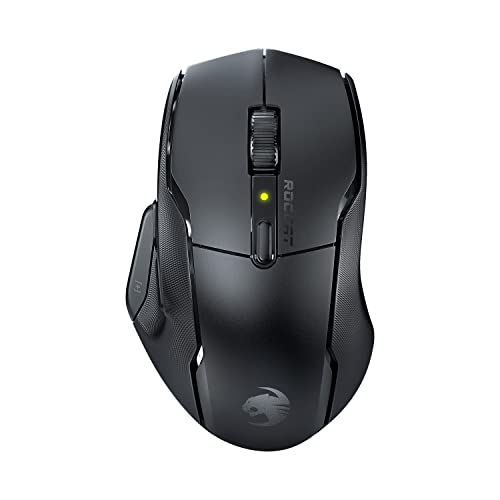 Roccat Kone Air – Kabellose Gaming-Maus mit 800 Stunden Akkulaufzeit, 19.000 DPI Optical-Sensor, doppelschichtigen Kautschuk-Seitengriffen, programmierbarem Tasten und Titan Switches, schwarz von Roccat