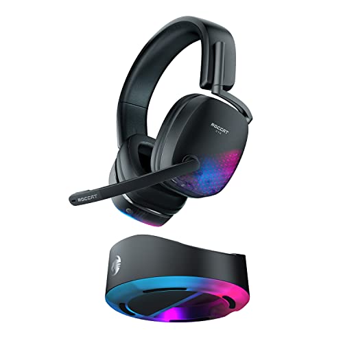 Roccat Syn Max Air - Kabelloses RGB PC Gaming Headset mit 3D Audio und Docking-Station, Adjustable, Black von Roccat