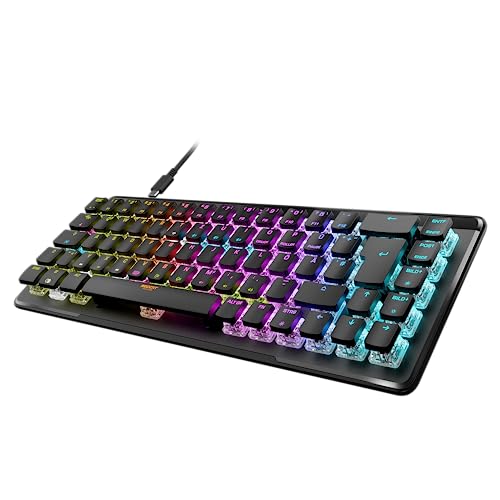 Roccat Vulcan II Mini Air – 65 Prozent Wireless optische mechanische Gaming-Tastatur, anpassbare RGB-Beleuchtung, abnehmbares Kabel, Titan II Linear Schalter, Aluminiumplatte, Schwarz von Roccat