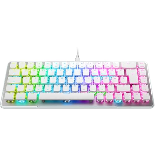 Roccat Vulcan II Mini Air – 65 Prozent wireless optische mechanische Gaming-Tastatur, anpassbare RGB-Beleuchtung, abnehmbares Kabel, TITAN II Linear Schalter, Aluminiumplatte, Weiß von Roccat