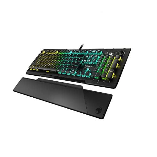 Roccat Vulcan Pro - Optische RGB Gaming Tastatur, AIMO LED Einzeltastenbeleuchtung, Titan Switch Optical Tactile, Aluminiumoberfläche, Multimedia-Tasten, Handballenauflage, schwarz von Roccat