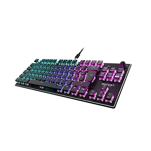 Roccat Vulcan TKL -Kompakte Mechanische RGB Gaming Tastatur, AIMO LED Einzeltastenbeleuchtung, Titan Linear Switches, Aluminiumoberfläche, Multimediarad, QWERTZ von Roccat