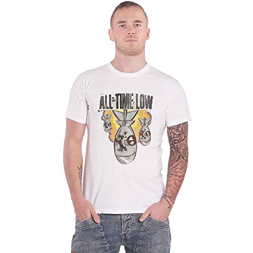 All Time Low T Shirt Da Bomb Band Logo Nue offiziell Unisex Weiß XXL von Rock Off officially licensed products