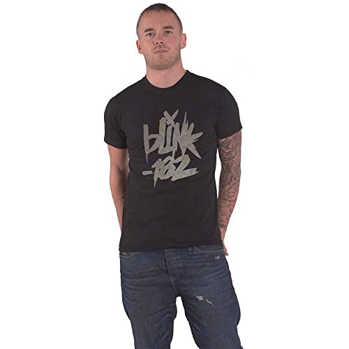 Blink-182 T Shirt Neon Hi-Build Band Logo Nue offiziell Unisex Schwarz L von Rock Off officially licensed products