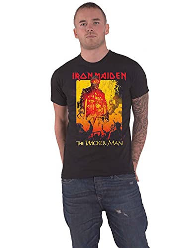 Iron Maiden T Shirt The Wicker Man Fire Band Logo Nue offiziell Herren Schwarz M von Rock Off officially licensed products