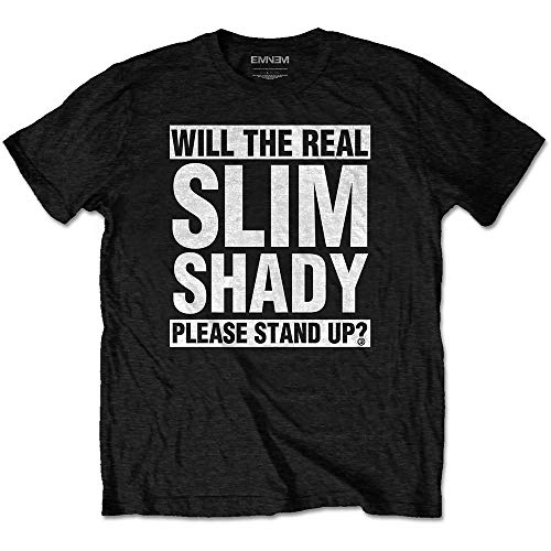 Eminem T Shirt The Real Slim Shady Please Stand Up Nue offiziell Herren Schwarz L von Rock Off