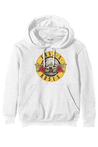 Guns N' Roses Kapuzenpullover Classic Band Logo Nue offiziell Unisex Weiß L von Rock Off officially licensed products