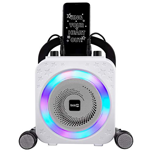 RockJam 10-Watt Rechargeable Bluetooth Karaoke Machine with Two Microphones, Voice Changing Effects & LED Lights - Black von RockJam