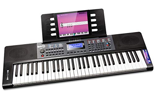 RockJam 61 Key Keyboard Piano with Pitch Bend, Power Supply, Sheet Music Stand, Piano Note Stickers & Simply Piano Lessons von RockJam