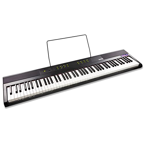 RockJam 88 Key Digital Piano with Full Size Semi-Weighted Keys, Power Supply, Sheet Music Stand, Piano Note Stickers & Simply Piano Lessons von RockJam