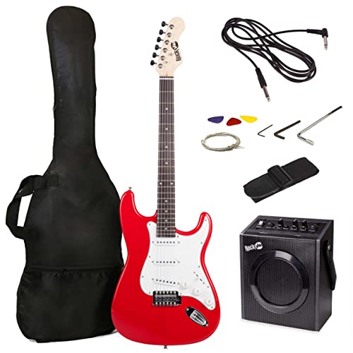 RockJam Full Size Electric Guitar Kit with 10-Watt Guitar Amp, Lessons, Strap, Gig Bag, Picks, Whammy, Lead and Spare Strings - Red von RockJam