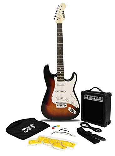 RockJam Full Size Electric Guitar Kit with 10-Watt Guitar Amp, Lessons, Strap, Gig Bag, Picks, Whammy, Lead and Spare Strings - SunBurst von RockJam