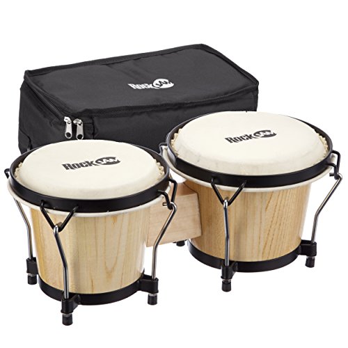 RockJam RJ-100300 7" and 8" Bongo Set with Padded Bag and Tuning Wrench Natural von RockJam