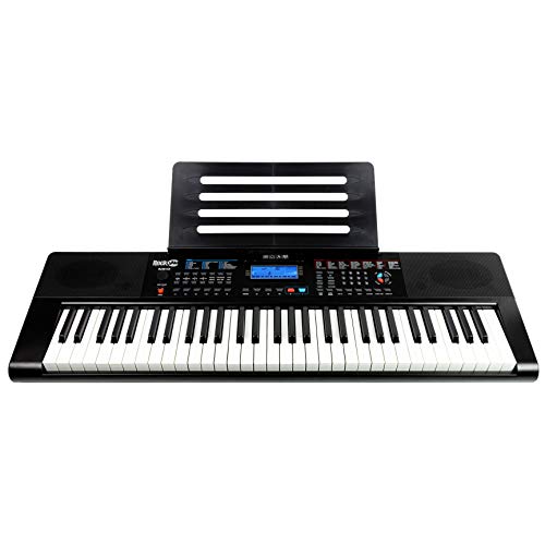 RockJam RJ461AX 61-Tasten-Alexa-tragbare digitale Klaviertastatur mit Notenständer, Netzteil, Simply Piano App und Note Key-Aufklebern, mit Alexa-Integration von RockJam