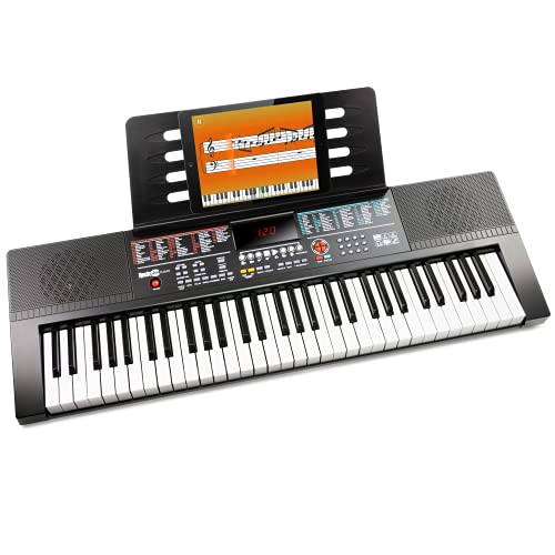 Rockjam RJ640 61 Tastaturklavier mit Notenständer, Klaviernotenaufklebern und einfach Klavierunterricht Schwarz Elektronisches Keyboard von RockJam