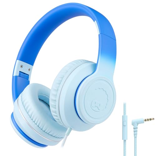 RockPapa L22 Kinder kopfhörer, Kabel Kopfhörer für Kinder, 3,5 mm Aux Jack, Verstellbares Stirnband mit Mikrofon, Faltbarer Kopfhörer Over-Ear für Schule, Travel, Jungen, Mädchen (Farbverlauf Blau) RockPapa L22 Kinder kopfhörer, Kabel Kopfhörer für Kinder, 3,5 mm Aux Jack, Verstellbares Stirnband mit Mikrofon, Faltbarer Kopfhörer Over-Ear für Schule, Travel, Jungen, Mädchen (Farbverlauf Blau) von RockPapa