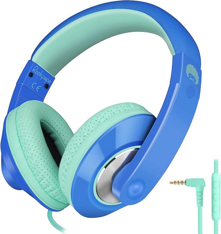 RockPapa mit Kabel, Einstellbar, Lautstärkeregler, 3,5 mm Jack, HD-Mikrofon Kinder-Kopfhörer (Robustes Design für aktive Kinder: Die 1,5 m langen, verheddersicheren Kabel und die stabile Verarbeitung halten auch wildem Spiel stand – langlebig und zuverlässig., mit Maximaler Komfort für stundenlanges Tragen für entspanntes Hören) RockPapa mit Kabel, Einstellbar, Lautstärkeregler, 3,5 mm Jack, HD-Mikrofon Kinder-Kopfhörer (Robustes Design für aktive Kinder: Die 1,5 m langen, verheddersicheren Kabel und die stabile Verarbeitung halten auch wildem Spiel stand – langlebig und zuverlässig., mit Maximaler Komfort für stundenlanges Tragen für entspanntes Hören) von RockPapa