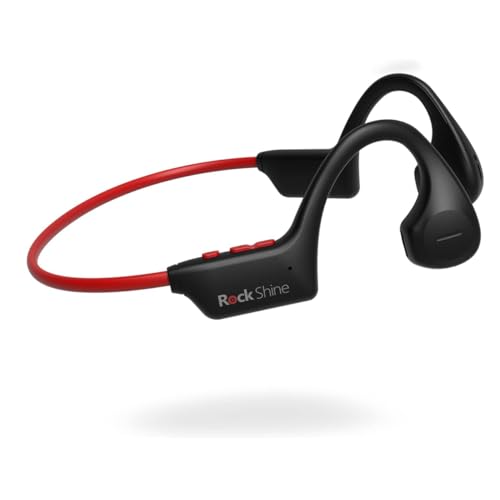 RockShine Conduction OpenAir-Kopfhörer – Bluetooth, wiederaufladbar, konzipiert für Sport- und Fitnessaktivitäten (rot) von RockShine