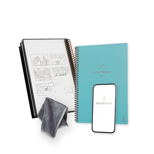 ROCKETBOOK Core Wiederverwendbares Spiralnotizbuch, Executive-Größe 15 cm x 22,4 cm, Blaugrün – gepunktete Seiten, App-verbunden, löschbar, langlebiger Einband, ideal für Schule, Arbeit und kreative ROCKETBOOK Core Wiederverwendbares Spiralnotizbuch, Executive-Größe 15 cm x 22,4 cm, Blaugrün – gepunktete Seiten, App-verbunden, löschbar, langlebiger Einband, ideal für Schule, Arbeit und kreative von Rocketbook