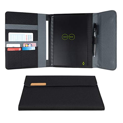 Rocketbook Capsule 2.0 Folio Cover für Core und Fusion | 100% recycelbar, mit Stifthalter, magnetischem Verschluss und Innenstaufach | Schwarz, Executive A5 Größe 15.2 cm x 22.3 cm, 1 Stück von Rocketbook