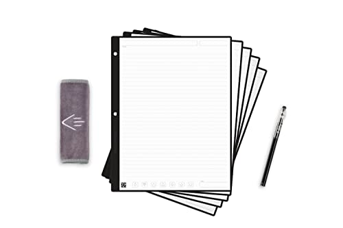 Rocketbook Filler Paper Starter Pack | liniertes, wiederverwendbares Notizbuchpapier (21,6 x 27,9 cm) | scannbares Binderpapier – Schreiben, Scannen, Löschen, Wiederverwenden | 18 doppelseitige von Rocketbook