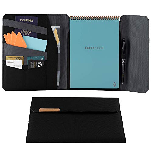 Rocketbook Flip Capsule Folio Cover – 100% recycelbare Hülle mit Stifthalter, Magnetverschluss und Innenaufbewahrung – Schwarz, Briefgröße von Rocketbook