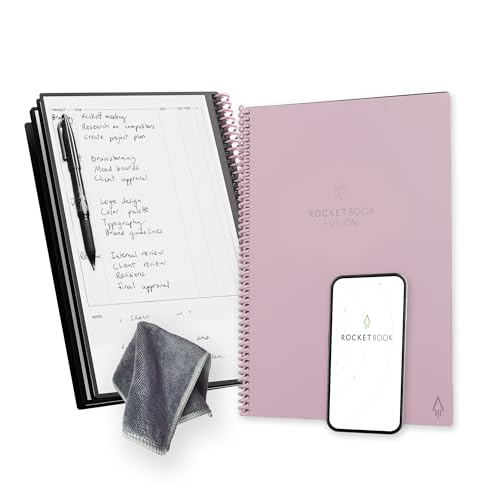 Rocketbook Fusion wiederverwendbarer undatierter Produktivitätsplaner, Briefgröße 21,6 x 27,9 cm, Rosa – Ziele, Monats- und Wochenkalender, tägliche To-Do-Liste, linierte und gepunktete Notizseiten Rocketbook Fusion wiederverwendbarer undatierter Produktivitätsplaner, Briefgröße 21,6 x 27,9 cm, Rosa – Ziele, Monats- und Wochenkalender, tägliche To-Do-Liste, linierte und gepunktete Notizseiten von Rocketbook