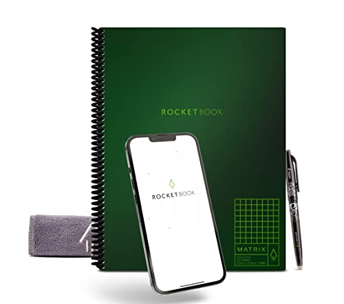 Rocketbook Matrix Digitales Notizbuch Millimeterpapier Seiten - Wiederverwendbarer Notizblock - 21,6 x 27,9cm - Wiederbeschreibbar mit inkl. Pilot Frixion Stift und Mikrofasertuch - Grun Rocketbook Matrix Digitales Notizbuch Millimeterpapier Seiten - Wiederverwendbarer Notizblock - 21,6 x 27,9cm - Wiederbeschreibbar mit inkl. Pilot Frixion Stift und Mikrofasertuch - Grun von Rocketbook