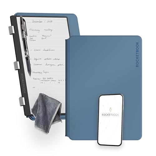 Rocketbook PRO 2.0 Wiederverwendbares Digitales Notizbuch A4 Stahlblau Elektronischer Notizblock mit 20 Blatt Liniert und mit Punktraster, Hardcover Veganes Leder mit inkl. Pilot Frixion Stift Rocketbook PRO 2.0 Wiederverwendbares Digitales Notizbuch A4 Stahlblau Elektronischer Notizblock mit 20 Blatt Liniert und mit Punktraster, Hardcover Veganes Leder mit inkl. Pilot Frixion Stift von Rocketbook