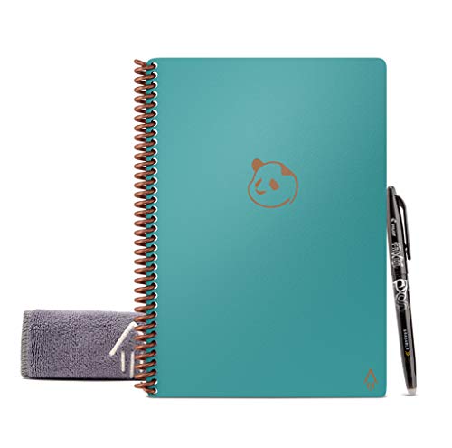 Rocketbook Panda Planer – Wiederverwendbarer Täglicher, Wöchentlicher, Monatlicher Planer mit 1 Pilot Frixion Stift und 1 Mikrofasertuch Enthalten – Hellblau Einband A4 von Rocketbook