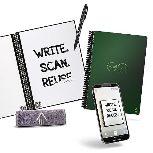 Rocketbook Reusable Digital Notebook Smart Notepad A5 Green Wirebound Note Book To Do List Pad Dotted Paper with Frixion Erasable Pen and Wipe Office Gadget App Reduce Paper Waste von Rocketbook