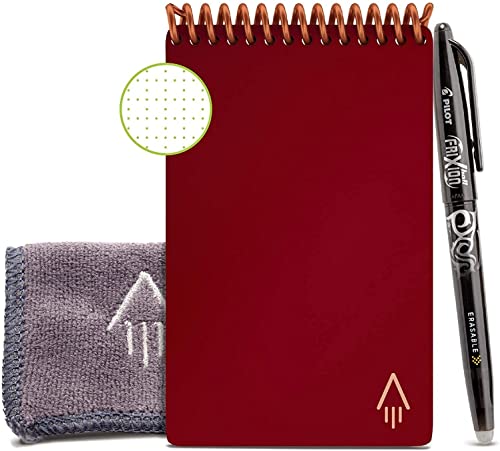 Rocketbook Reusable Digital Notebook Smart Notepad A6 Red Wirebound Note Book To Do List Pad Dotted Paper with Frixion Erasable Pen and Wipe Office Gadget App Reduce Paper Waste von Rocketbook