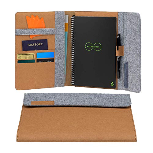 Rocketbook Smart Notebook Schutzhülle - Hellbraun - Executive (A5), 100% recycelbar, biologisch abbaubar, Stifthalter, Magnetverschluss, Innenfach von Rocketbook